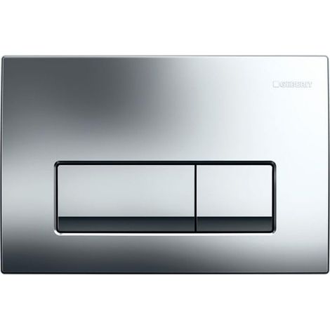 Geberit – Plaque de commande WC Delta50 – Chrome brillant – Dimensions 246 x 164 x 23 mm – 2 volumes de chasse d’eau – Fixation murale (1/2)