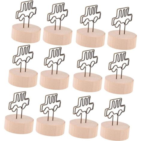 Bardusch - 12 pièces Clip Memo Forme de Voiture Bois et Fer Porte-photo et Support Carte pour Décoration Maison Fête Mariage Anniversaire (1/4)