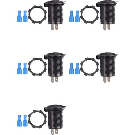 Adecuado para 5 cargadores de enchufe USB para encendedor de cigarrillos de coche de 12 V resistentes al agua, adaptador de CA con enchufe SM