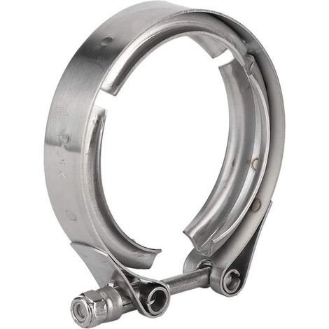 Pince d\'échappement turbo, universel en acier inoxydable 2,5 pouces 63 mm auto bande V Turbo Downpipe pince d\'échappement M6 vis (1/5)