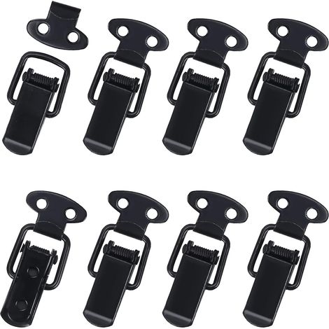 Lot de 8 loquets à levier en métal noir, pour portes, coffres, tiroirs, armoires, 47 x 21 mm (1/4)