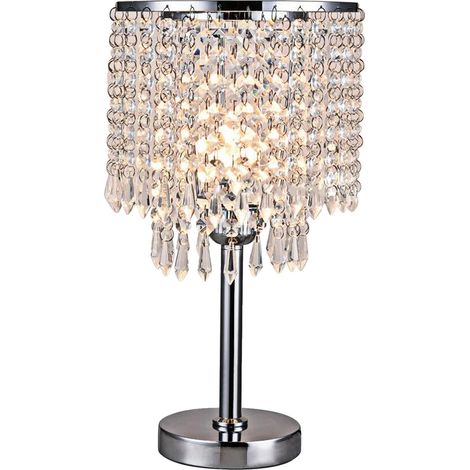 Lampe de table, verre cristal, design élégant, Ivoire, BLANC, Argent (1/5)