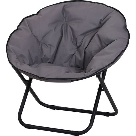 Outsunny – Fauteuil de jardin pliable en métal époxy – Coussin moelleux oxford 600D – Dimensions 80x80x75cm – Charge max 120Kg – Gris