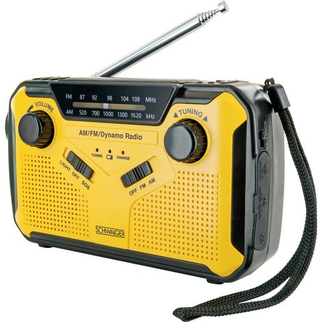 Schwaiger Solar-Kurbelradio mit LED Leuchte FM/AM Radio, mit Notfallsirene und Taschenlampenfunktion Kurbelradio (1/5)