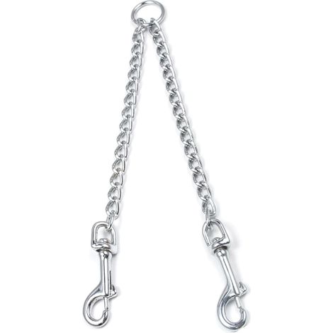 3.5mm Double Stainless Steel Dog Leash - Double Chain (60cm) (1/5)
