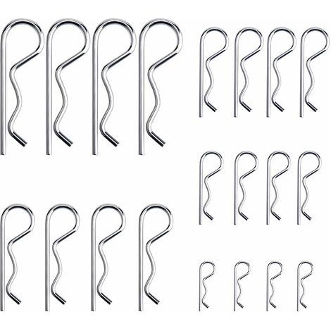 20 Pièces R Clips Goupilles de Retenue, Kit d'assortiment de Goupilles d'attelage à Goupille Fendue Robuste Plaqué Zinc pour Systèmes de Verrouillage de Camion de Remorquage, M1.2-M3.5 (1/5)