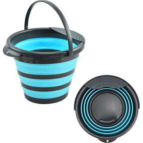 Seau pliable 10 L, seau pliable en plastique, bassine ronde pliable, seau rond pliable, seau à eau portable pour la pêche, les voyages, les voitures, etc. (1/5)