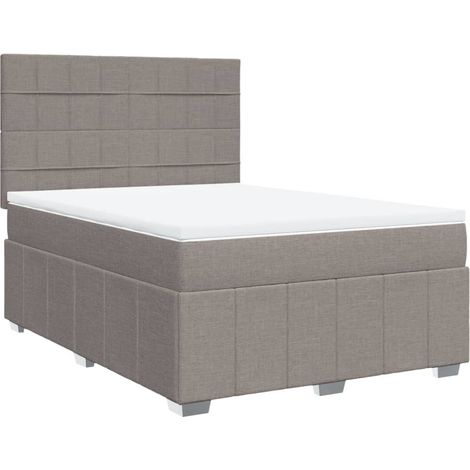 Maison Exclusive - Sommier à lattes de lit avec matelas Taupe 160x200 cm Tissu (1/5)