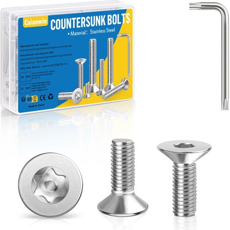 Lot de 50 vis à tête fraisée M3 x 6 mm en acier inoxydable avec clé Torx 304 vis à tête fraisée pour machines, appareils et meubles (1/5)