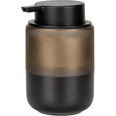 Dispenser sapone nero opaco e bronzo in ceramica Teos (1/4)