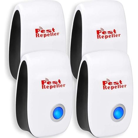 Répulsif Ultrason, 2020 Anti Moustique, Insectes, Rats, Fourmi, Cafard, Araignées, Efficace Anti-rongeurs. Pas d'odeur Pas de Danger, 100% sûr pour Les Humains - 4 Pack (1/4)