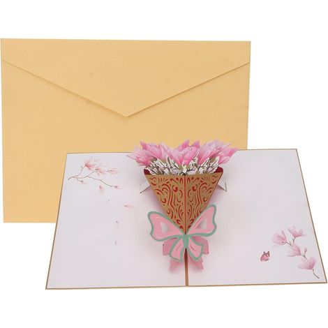 Cartes d'anniversaire 3D, Carte De Fleurs 3D Gravée à la Main avec Carte De Voeux avec Enveloppe pour Anniversaire d'anniversaire (1/5)