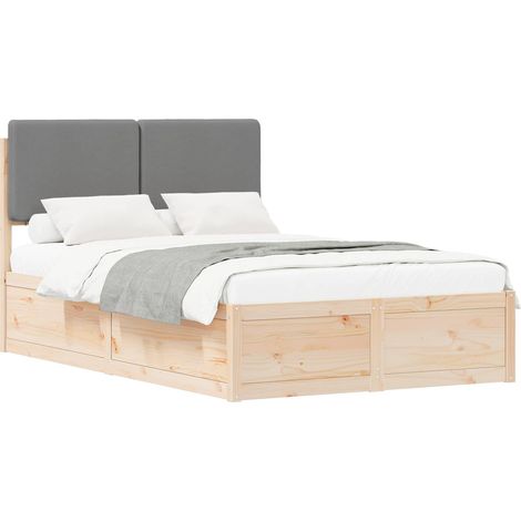Bettgestell mit gepolstertem Kopfteil Hellgrau 120 x 200 cm vidaXL