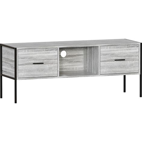 Brooklyn TV Unit Stand Cabinet Entertainment Unit 2 Drawer Living Room Display, Grey (1/5)