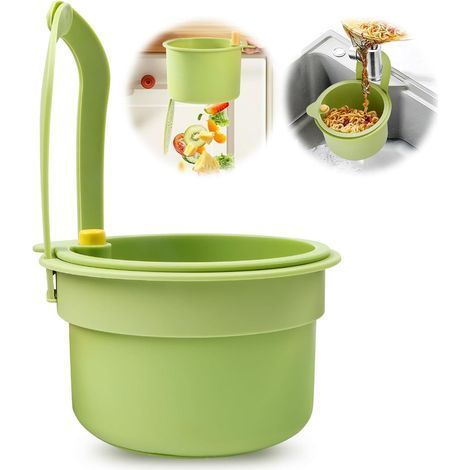 Passoire pour évier À clipser Amovible Avec bouton pression Sans bavure les mains Pour le lavage/organisateur dans l'évier de la cuisine Vert (1/5)