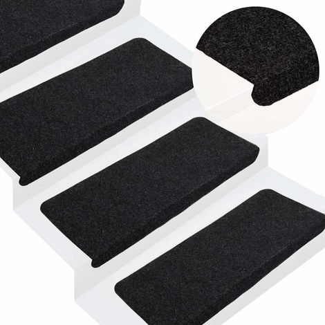 Stair Mats Self-adhesive 15 pcs 65x24.5x3.5 cm Black vidaXL