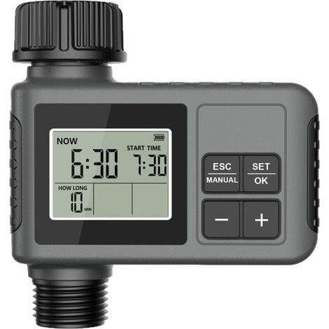 Automatischer Bewässerungstimer für Außenwasserhahn, mit Regenverzögerungsfunktion und Tropfbewässerungssystem für den Garten (1 Auslass) (1/4)