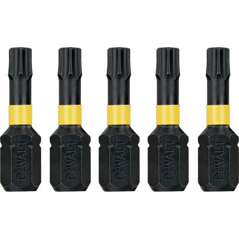 DEWALT DT7382T-QZ Inserti per Avvitatore a Impulsi Impact Torsion Extreme, Attacco 1/4, T25 x 25 mm, 5 Pezzi