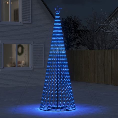 Vidaxl – Sapin de Noël LED 688 LED bleu 300 cm – 8 effets lumineux – Base en fer robuste – Design compact pour décoration extérieure