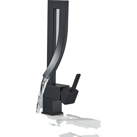 Waschtischarmatur, Einhebel, 360-Grad-Drehung, Matte Schwarz (1/2)