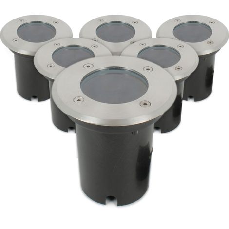 Conjunto de 6 focos empotrables de suelo CANYON INOX 304 GU10 IP67