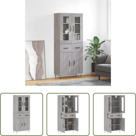 Schrank - Highboard Grau Sonoma 69,5x34x180 cm Holzwerkstoff (1/5)