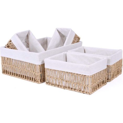 Cesto in carta grigia foderato, 40x30H16, 25x17H13 e 21x13H11 cm (1/5)