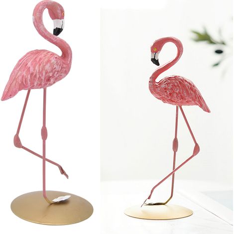 Estatua de flamenco de resina, figura de flamenco, adorno de flamenco, decoración para sala de estar, oficina o dormitorio, 17 cm, resina (1/5)