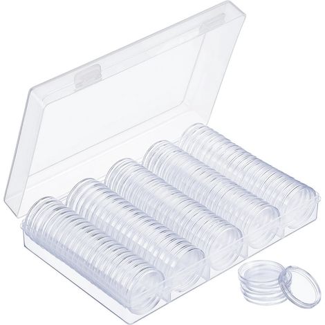 Boîte transparente capsule pour pièces de monnaie, boîte de protection ronde pour pièces de collection, boîte de rangement pour pièces, convient aux pièces de collection (30 mm) (1/2)