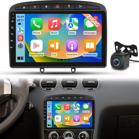 Autoradio Android pour Peugeot 308 408 2007–2015, CarPlay Android Auto sans Fil, Écran Tactile 1080P, DSP GPS WiFi, 2+64G Plug & Play Upgrade Radio avec caméra de recul (1/5)