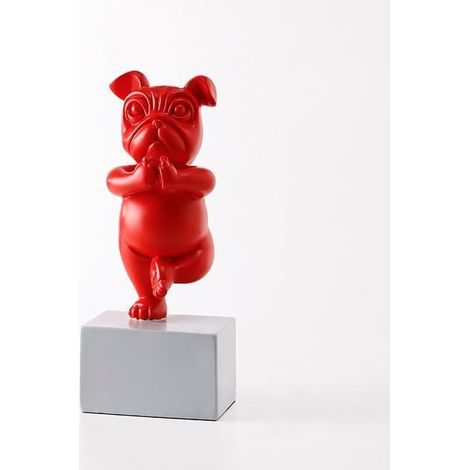 Statue - Bouledogue Français - Résine - 9,9 x 9,9 x 24,9 cm - Décoration Intérieure - Rouge (1/4)