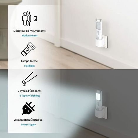 Lampe de poche à induction d'urgence Lampe Torche à Détecteur de Présence Angle Détection 60° 15 LED Rechargeable Batterie Blanc MNS (1/3)