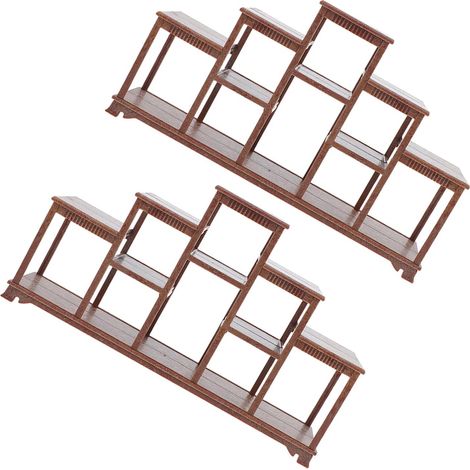 2 Pièces Étagères Miniatures 7 X 4 Pouces en Plastique Couleur Bois Foncé pour Rangement et Exposition D’Objets Miniatures pour Maison de Poupée Vitrine Murale Multifonction pour (1/5)