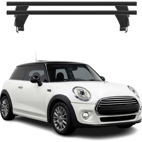 OMAC Barres de toit transversales en aluminium pour Mini Cooper F56 2014-2023 3 Portes – Antivol – Rainure en T – Testées City Crash – Charge Max 50 kg Noir