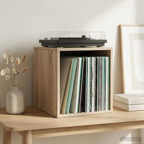 vidaXL Boîte d'albums vinyles 2 pc Chêne Sonoma 37 x 36,5 x 38 cm (1/5)