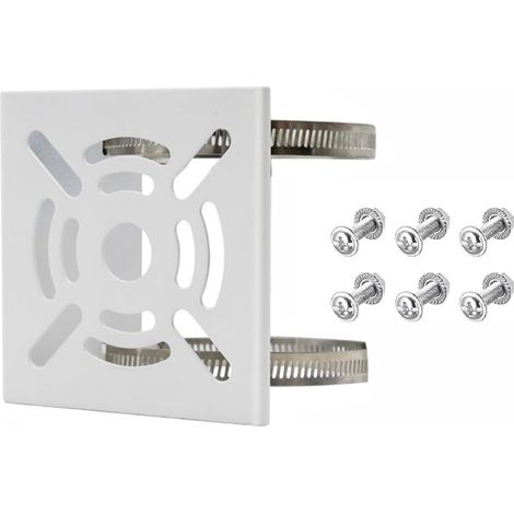 Support de Fixation pour Poteau - Métal Robuste - Compatible Poteaux Ronds et Carrés 45 à 200 mm - Double Anneau de Suspension - Pour Caméras de Sécurité - 1 Pièce