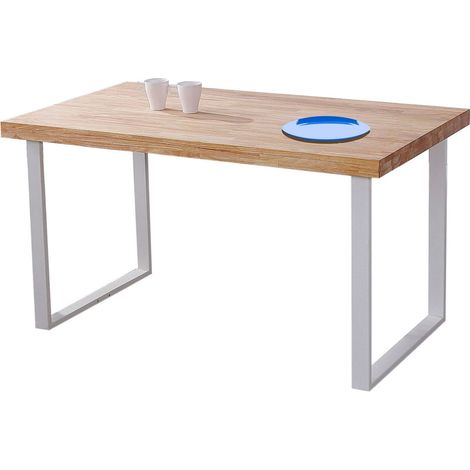 Mesa Fija Nature En Roble Nordish Y Blanco 140x80 cm De Comedor