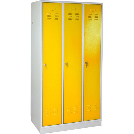 Armoire vestiaire 3 portes Jaune - 890 x 500 x 1775 mm
