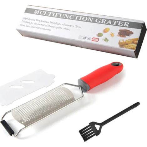 (Rouge) Déchiqueteuse avec couvercle de protection et brosse de nettoyage, en acier inoxydable, compatible lave-vaisselle. (1/5)