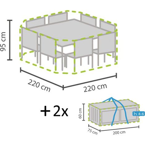 Schutzhüllen Set: Abdeckung für achteckige Sitzgruppe + Hüllen für 8-12 Kissen (1/5)