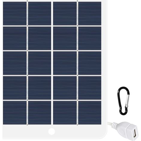 Panneau Solaire, Panneau Solaire Monocristallin Sortie USB 5V Chargeur de Batterie de Téléphone Portable Solaire Portable pour activités de Plein air Camping Escalade 10W (1/4)