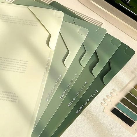 Lot de 5 dossiers de grande capacité, organiseur de fichiers étanche de grande capacité, pochette en plastique pour documents (vert) (1/5)