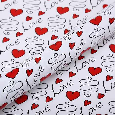 Wrapping Paper - Heart Pattern - Tear-Resistant Kraft Paper - For Valentine's Day Birthday Anniversary Gifts - 50 x 70 cm - 150 g/m² - 1 Sheet (1/5)