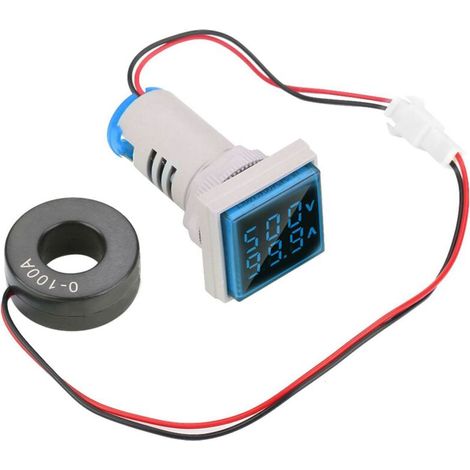 Indicateur de courant/tension alternatif à affichage numérique LED 22 mm 0-100 A (bleu) (1/5)