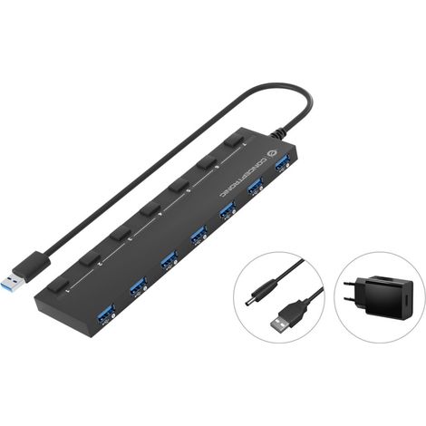 Conceptronic HUBBIES19BP hub USB 3.2 noir compact