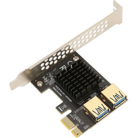 Carte adaptatrice PCI-E 1 vers 2, carte adaptateur répartiteur PCI-E 1 vers 2 PCI-E, carte multiplicatrice adaptateur externe PCI-E USB 3.0 PCI-E 1X vers 2, adaptée aux cartes noires de minage de Bitc (1/5)