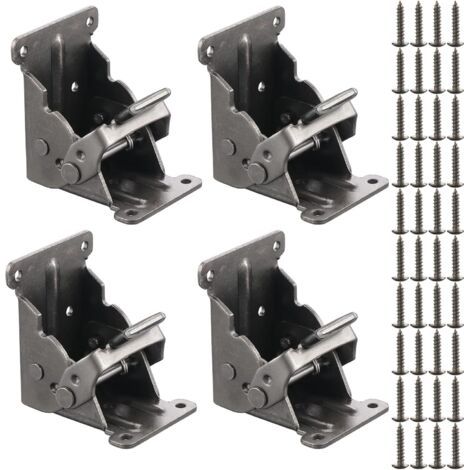 4Pcs Charnières Autobloquantes, Support Pliable Raccords de Jambe, Charnière pour Pieds à Rabat de Meuble Pliant Pour Table, Lit, avec de Vis (1/5)