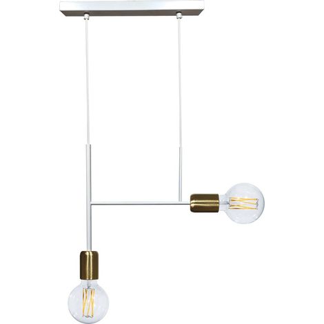Sospensione 2xE27 Montatura Verniciata Bianco Oro Satinato E-Energy Elvira (1/4)