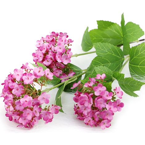 Hortensia artificial de lujo / 3 flores rosas / Decoración artificial / Tela de seda y tallo de plástico / 72 cm / Elegante para el hogar, bodas u oficina (1/5)