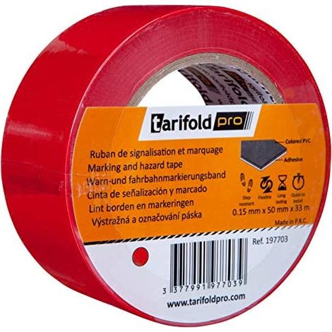 Tarifold - Nastro adesivo per pavimento, segnaletica di sicurezza, colore: rosso, rotolo 50 mm x 33 m, 50 mm x 33 m (1/5)